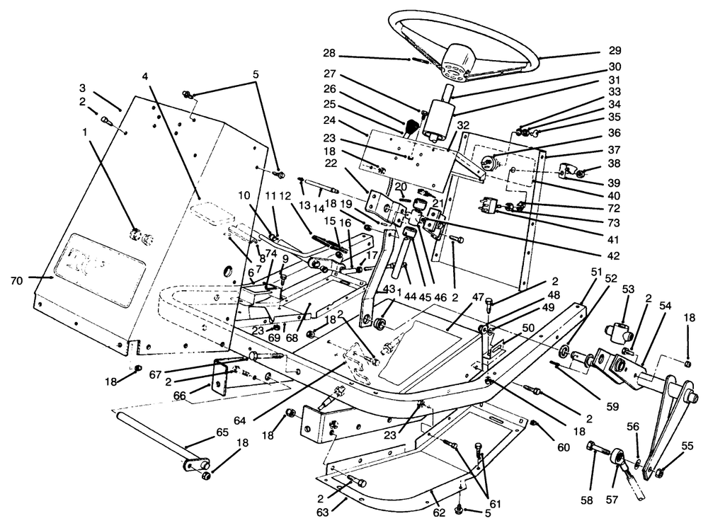 Frame & Steering Assembly Diagram and Parts List for 30610 690001 - 699999 Toro Lawn Tractor