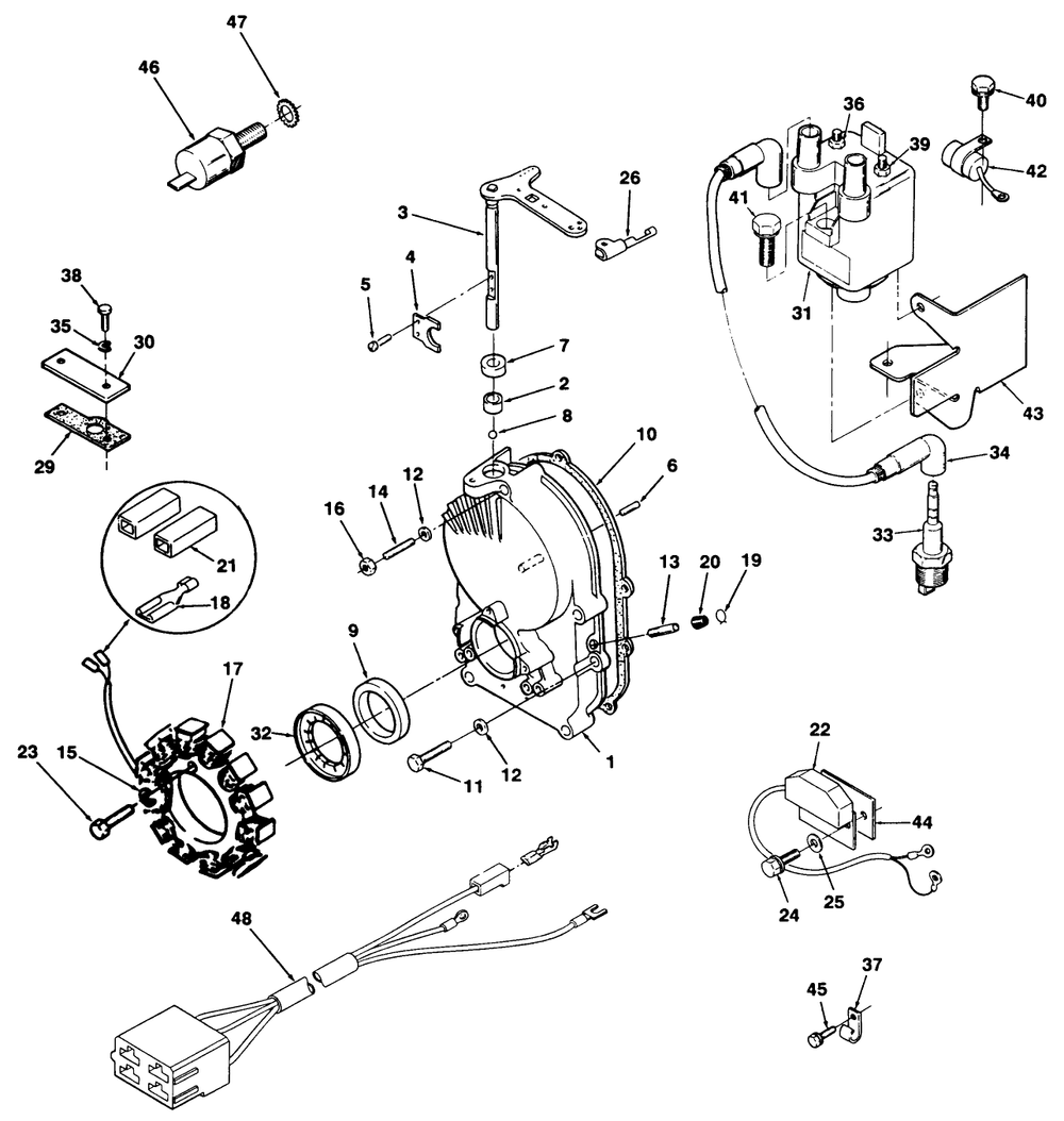 Gearcase And Ignition Controls Diagram and Parts List for Z1-24OE04 1000001 - 1999999 Toro Lawn Tractor