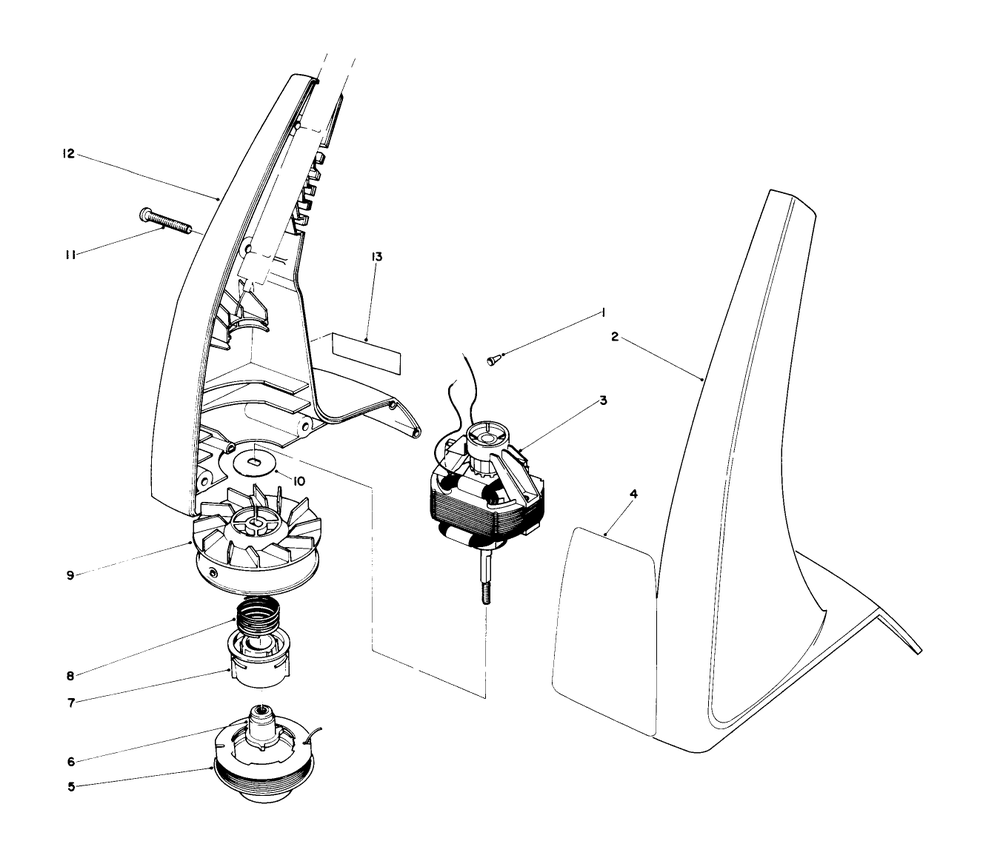 Motor And Housing Assembly Diagram and Parts List for 51235C 7000001 - 7999999 Toro Trimmer