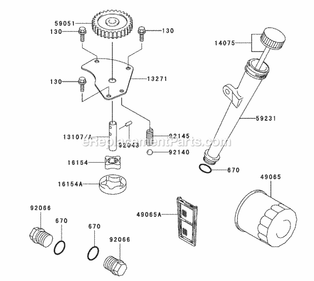 Lubrication Equipment Assembly Kawasaki Fh601 Diagram and Parts List for 74179 230005001-230006000 Toro Lawn Mower