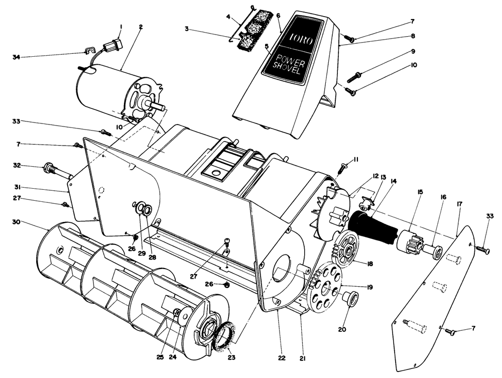 Rotor Housing Assembly Diagram and Parts List for 38305 2000001 - 2999999 Toro Snow Blower