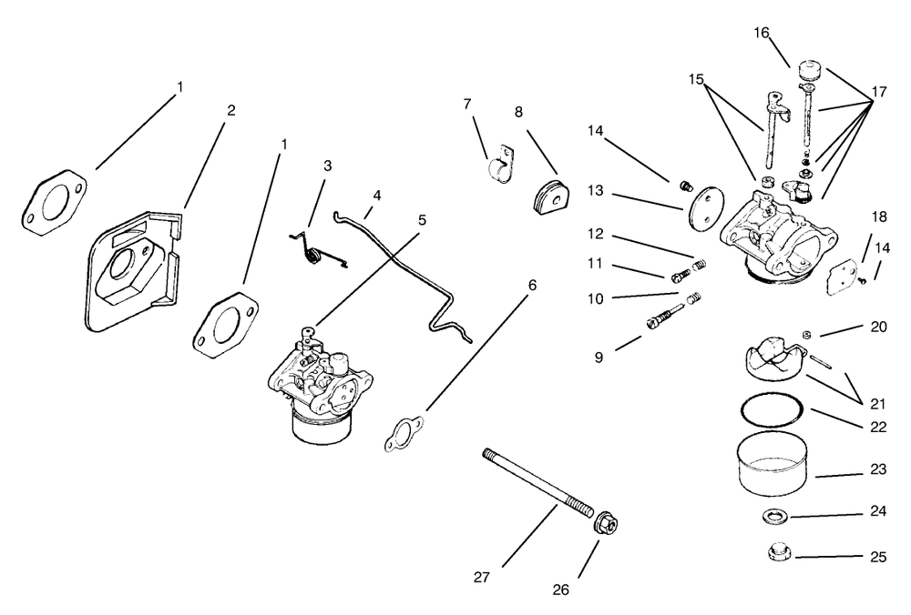 Carburetor Diagram and Parts List for 30177 790001 - 795000 Toro Lawn Tractor Accessories