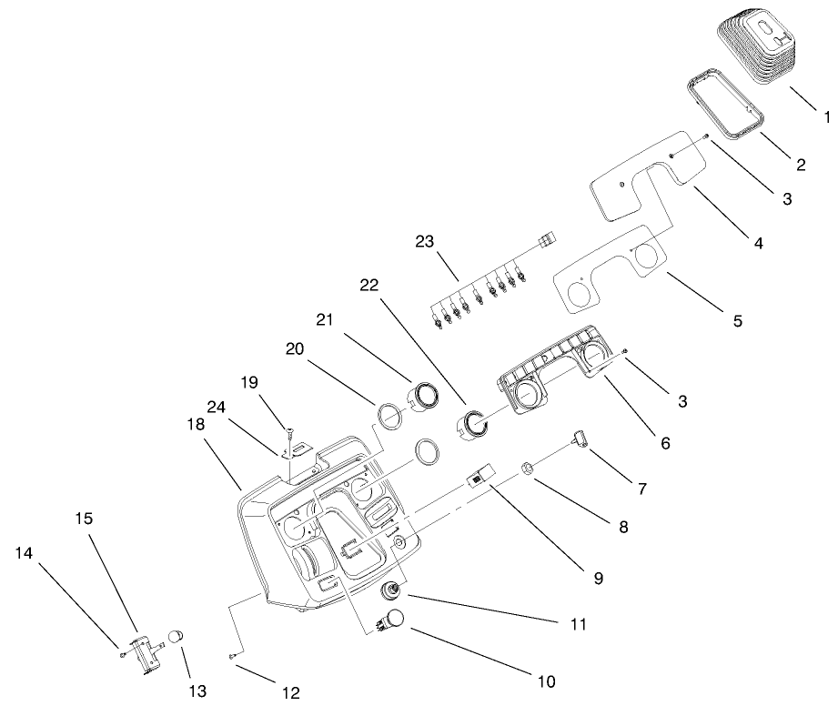 Dash Assembly Diagram and Parts List for 73550 8900001 - 8999999 Toro Lawn Tractor