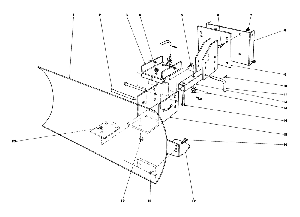 Grader Blade Assembly Model 59051 Diagram and Parts List for 31625 7000001 - 7999999 Toro Snow Blower