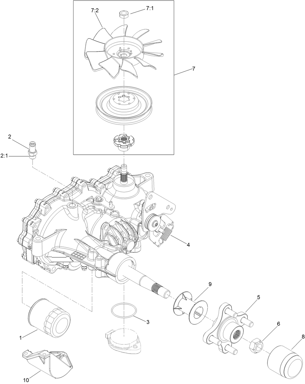 Lh Transaxle Assembly 2 Diagram and Parts List for 74453TE 404621105-999999999 Toro Lawn Tractor