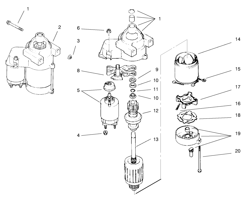 Starter System Diagram and Parts List for 30183 990001 - 999999 Toro Lawn Tractor Accessories