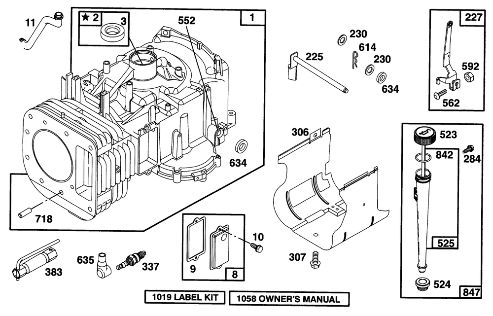 Engine Briggs & Stratton Model 28n707-0131-01 Diagram and Parts List for 71193 6900001 - 6999999 Toro Lawn Tractor