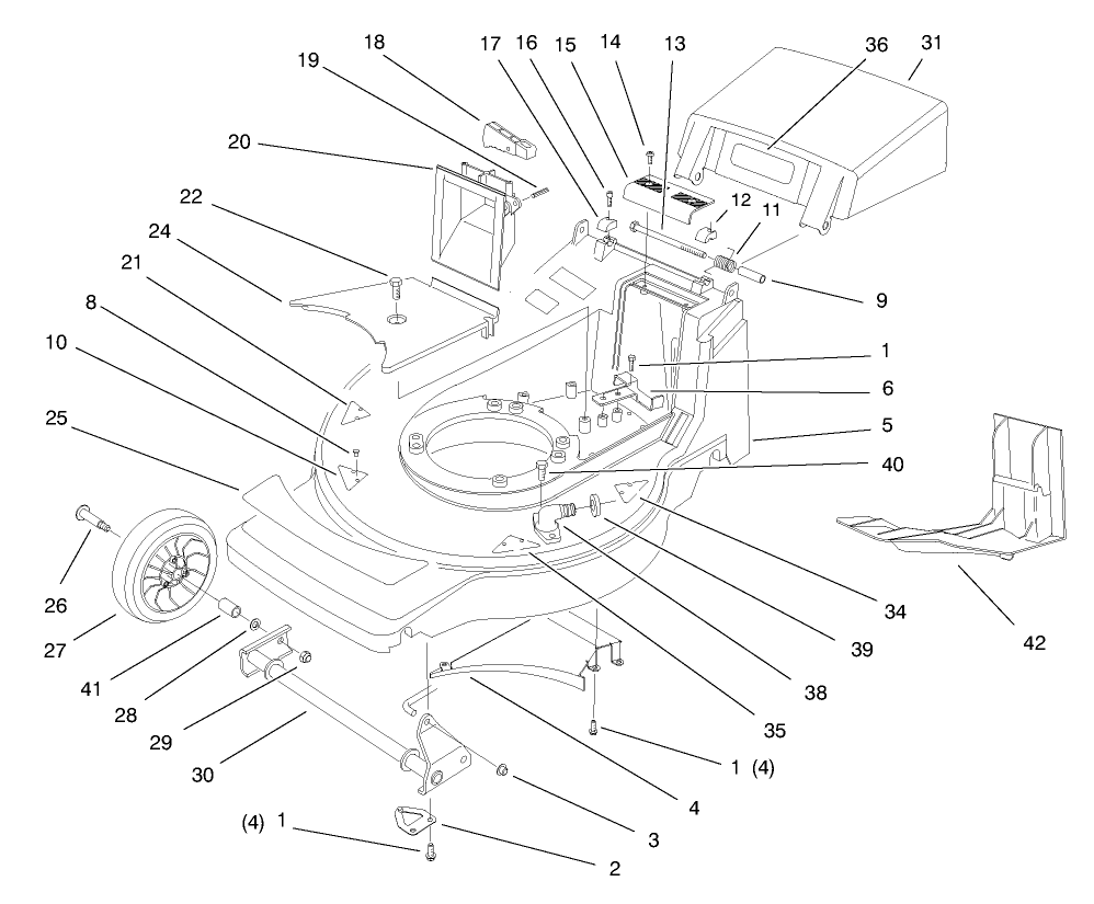 Housing Assembly Diagram and Parts List for 20808 8900001 - 8999999 Toro Lawn Mower
