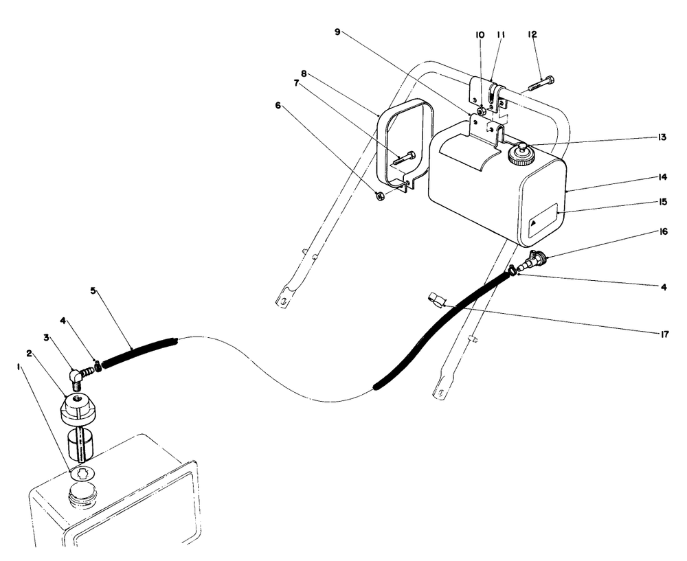 Remote Fuel Tank Kit No. 28-5590 (Optional) Diagram and Parts List for 23158 3000001 - 3999999 Toro Lawn Mower