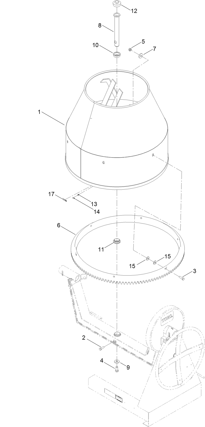 Drum Assembly Diagram and Parts List for 68007 404320000 - 999999999 Toro Cement Mixer