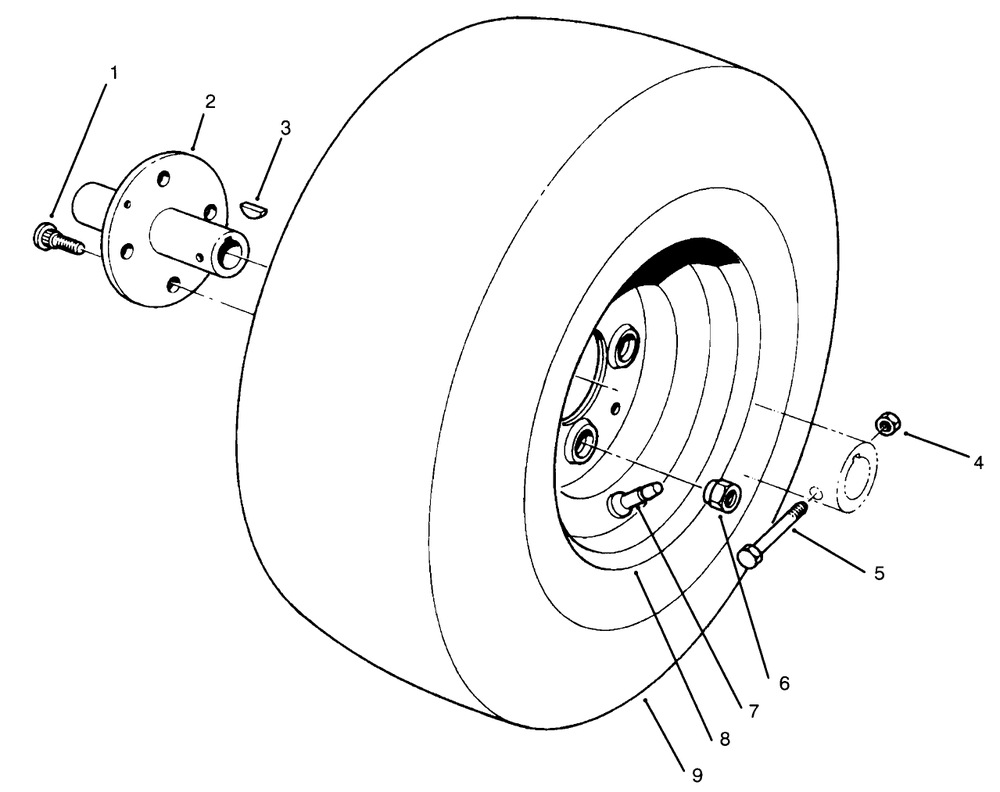 Front Wheel Assembly Diagram and Parts List for 30610 490001 - 499999 Toro Lawn Tractor