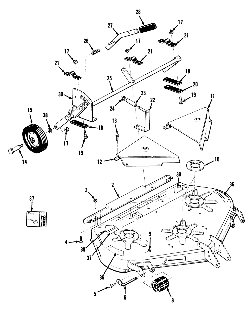 42" Rear Discharge Mower Assembly Diagram and Parts List for E5-42XR02 1000001 - 1999999 Toro Lawn Mower