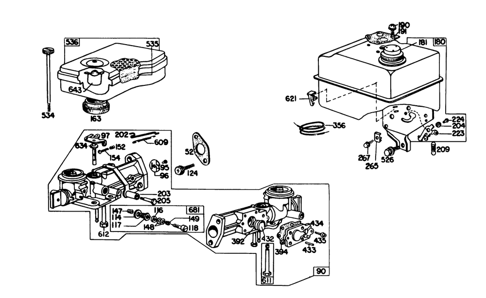 Carburetor Assembly Diagram and Parts List for 58600 9000001 - 9999999 Toro Tiller