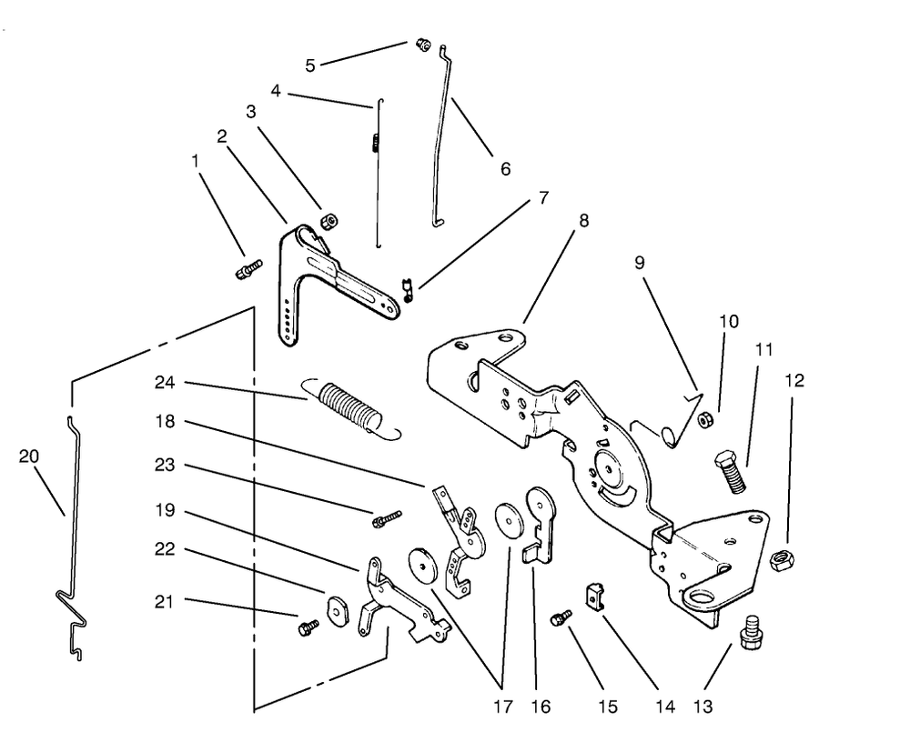 Engine Controls Diagram and Parts List for 72102 8900001 - 8900399 Toro Lawn Tractor