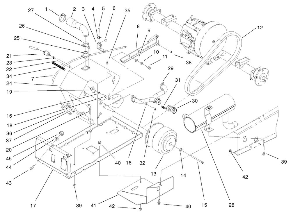 Engine And Clutch Assembly Diagram and Parts List for 12003 220000001 - 220999999 Toro Lawn Tractor