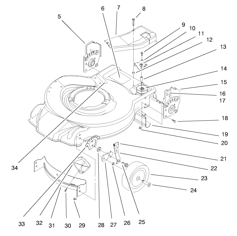 Housing Assembly Diagram and Parts List for 20457 7900001 - 7999999 Toro Lawn Mower