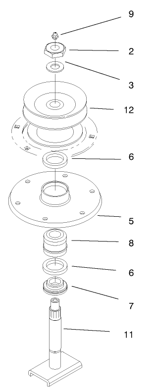 Spindle Housing Assembly No. 54-7781 Diagram and Parts List for 30135 890001 - 899999 Toro Lawn Mower