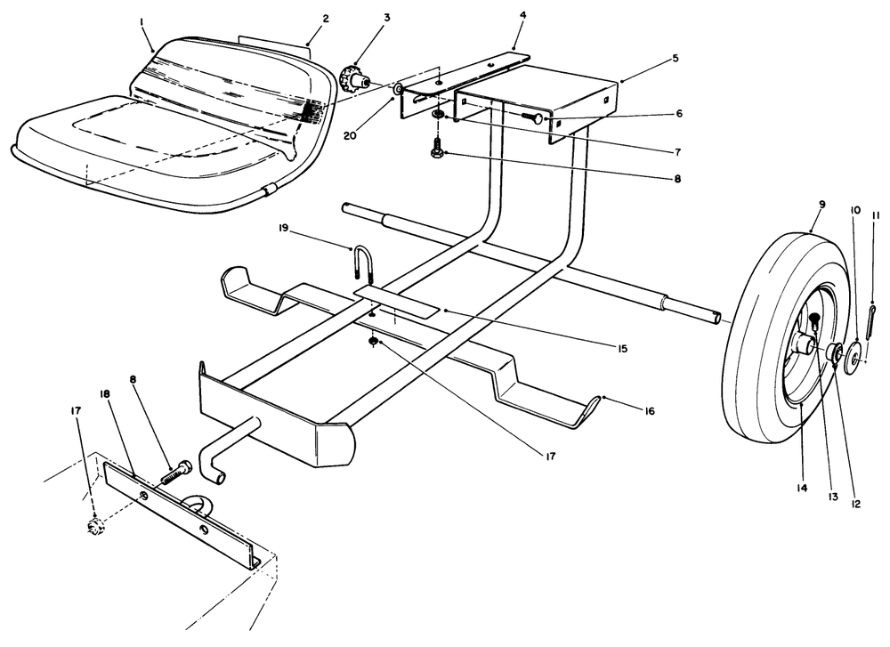 Sulky Kit Model No 30122 (Optional) Diagram and Parts List for 30117 0000001 - 0999999 Toro Lawn Tractor Accessories
