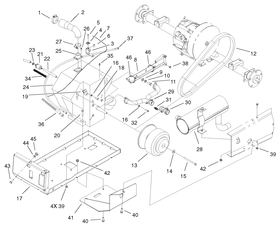 Engine And Clutch Assembly Diagram and Parts List for 12004 220000001 - 220999999 Toro Lawn Tractor