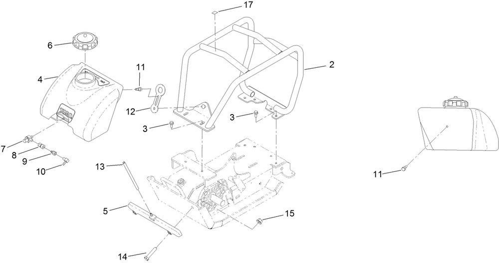 Roll Cage And Water Tank Assembly Diagram and Parts List for 68025 402300000 - 404319999 Toro Lawn Tractor