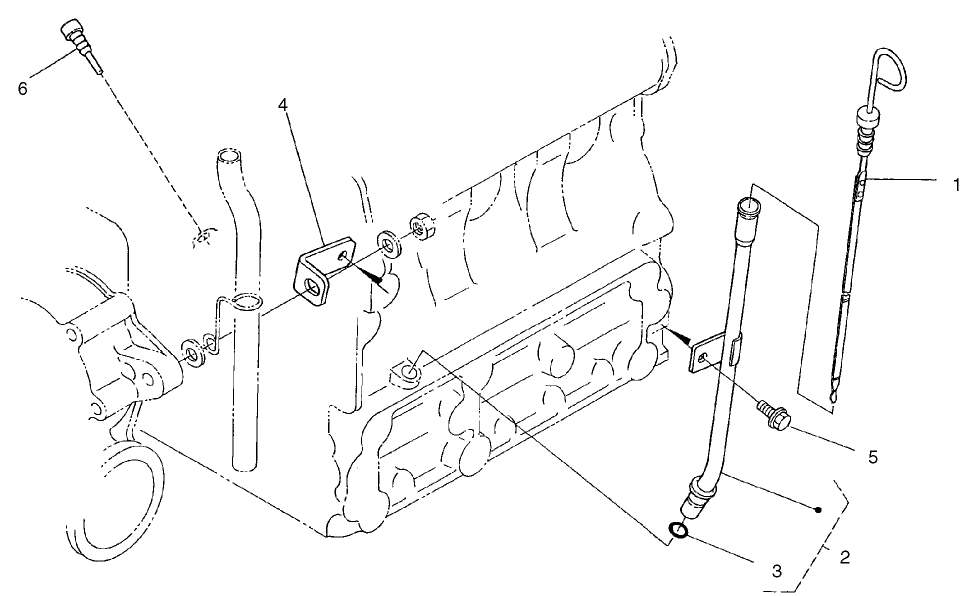 Dipstick And Guide Assembly Diagram and Parts List for 22303 990001 - 999999 Toro Lawn Tractor Accessories