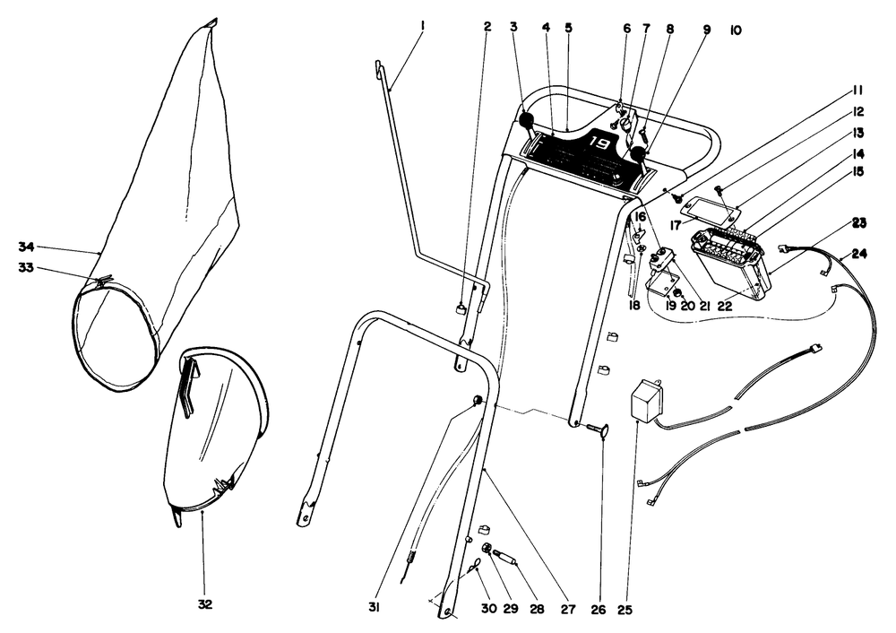 Handle Assembly Model No. 18257 Diagram and Parts List for 18257 1000001 - 1999999 Toro Lawn Mower