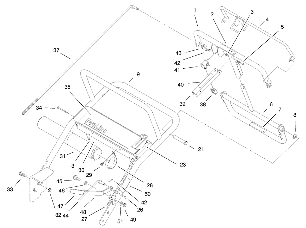 Handle Asm Diagram and Parts List for 30196 990001 - 990200 Toro Lawn Mower