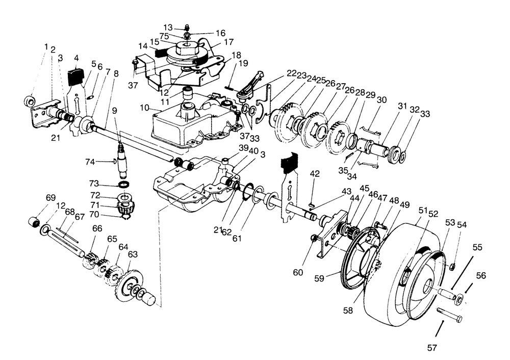 Gear Case Assembly Diagram and Parts List for 22700BC 5900001 - 5999999 Toro Lawn Mower