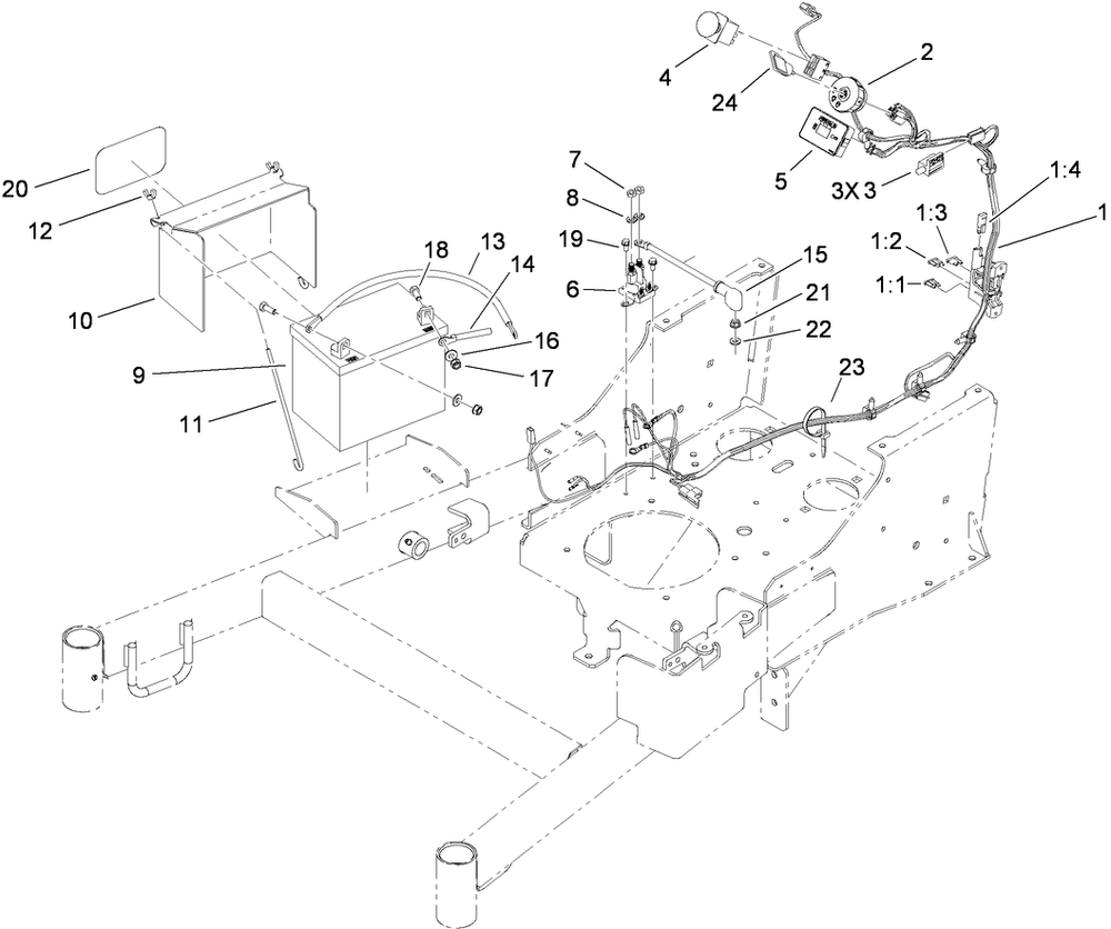 Electrical Assembly Diagram and Parts List for 74558 (290000001-290000209)(2009) Toro Lawn Mower