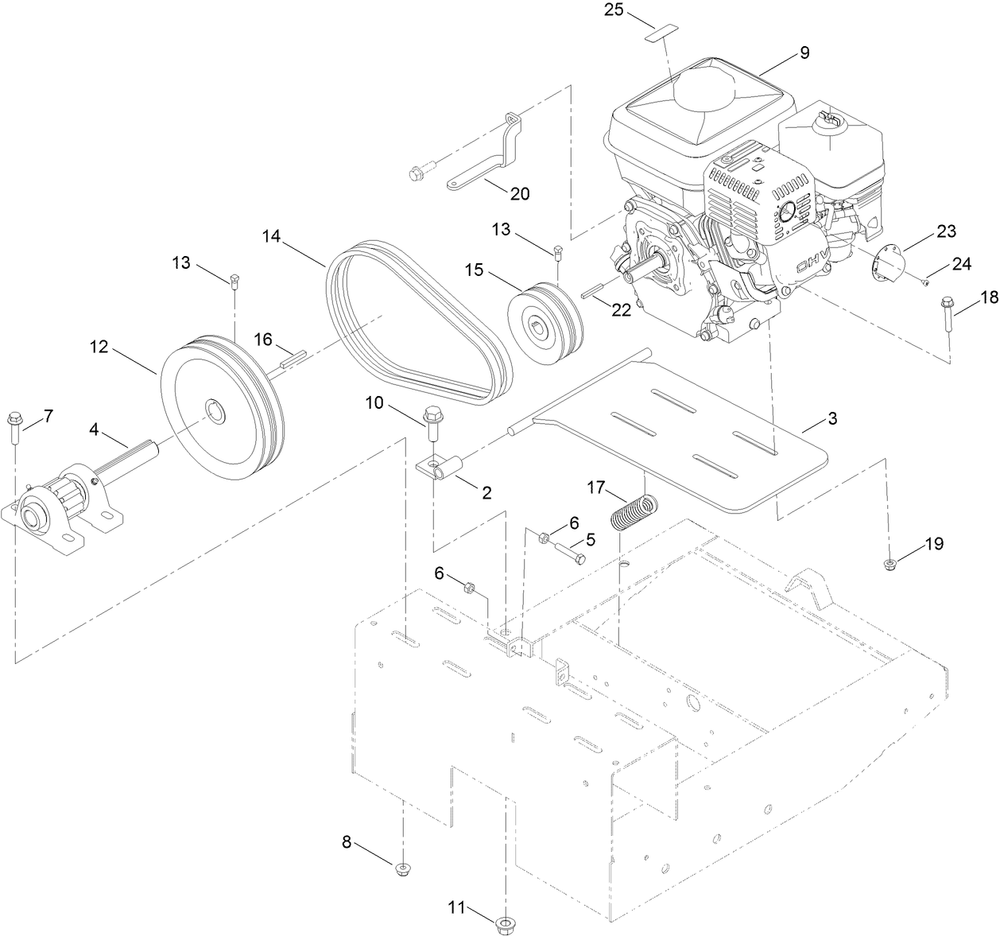Drive Assembly Diagram and Parts List for 60216 322000001 - 322999999 Toro Cement Mixer