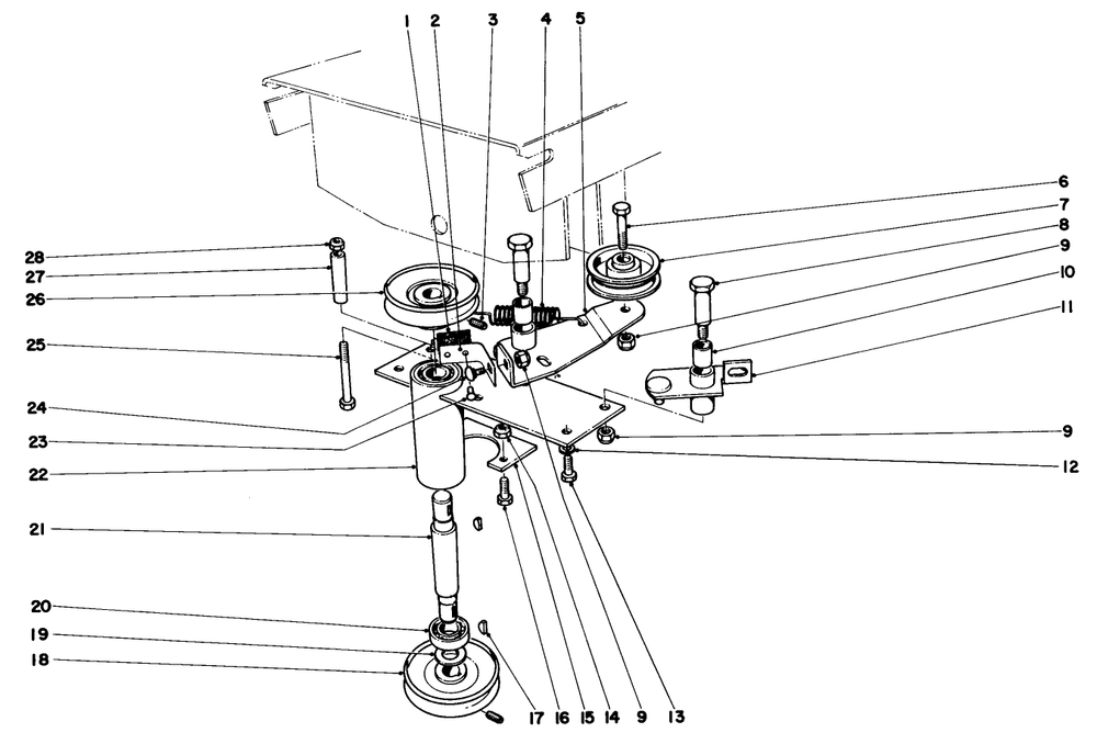 Power Take-Off Assembly Diagram and Parts List for 55256 1000001 - 1999999 Toro Lawn Tractor