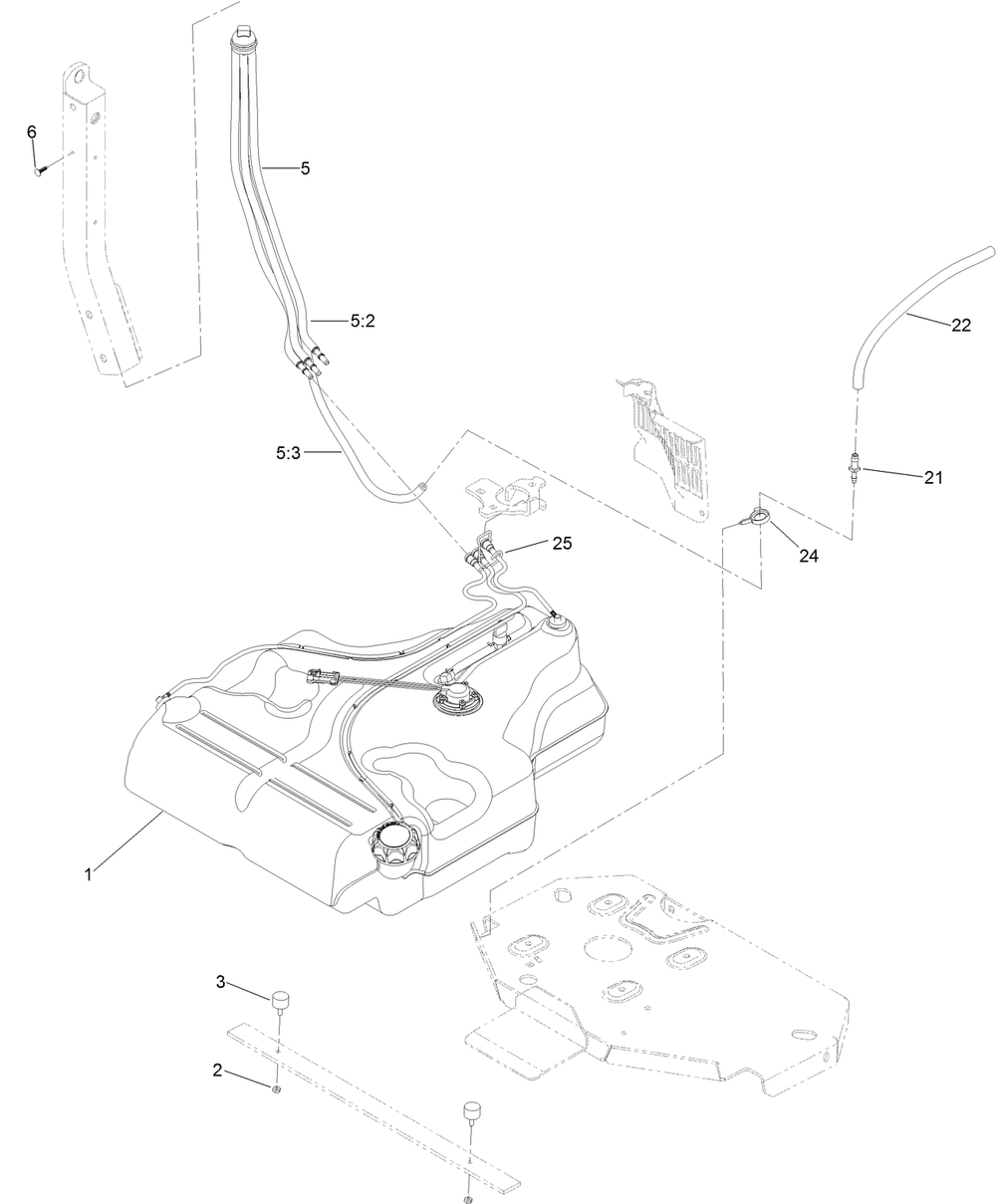 Fuel System Assembly Diagram and Parts List for 74919TE 400000000-401899999 Toro Lawn Mower