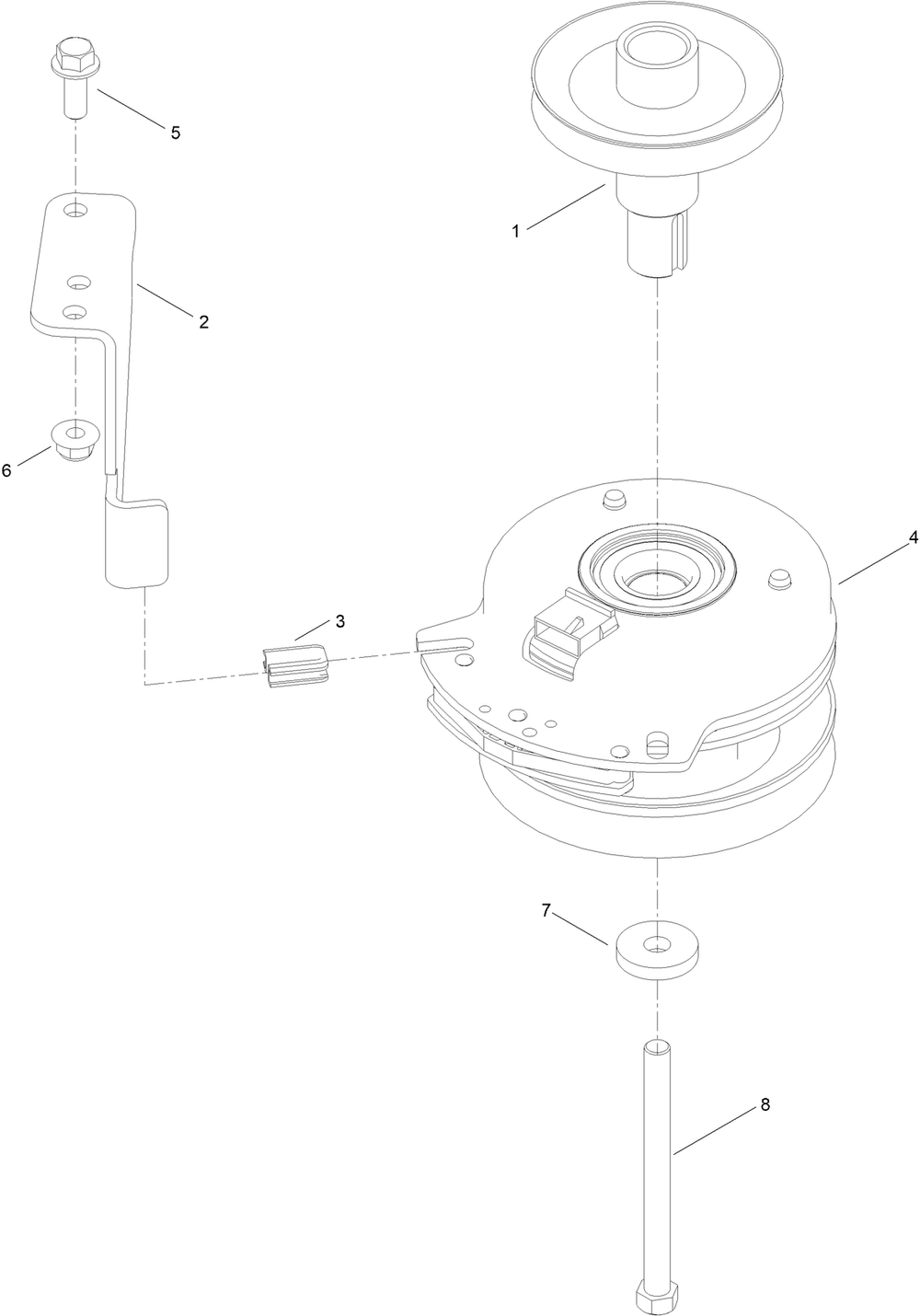 Clutch Assembly Diagram and Parts List for 77507 400000000 - 415499999 Toro Lawn Tractor