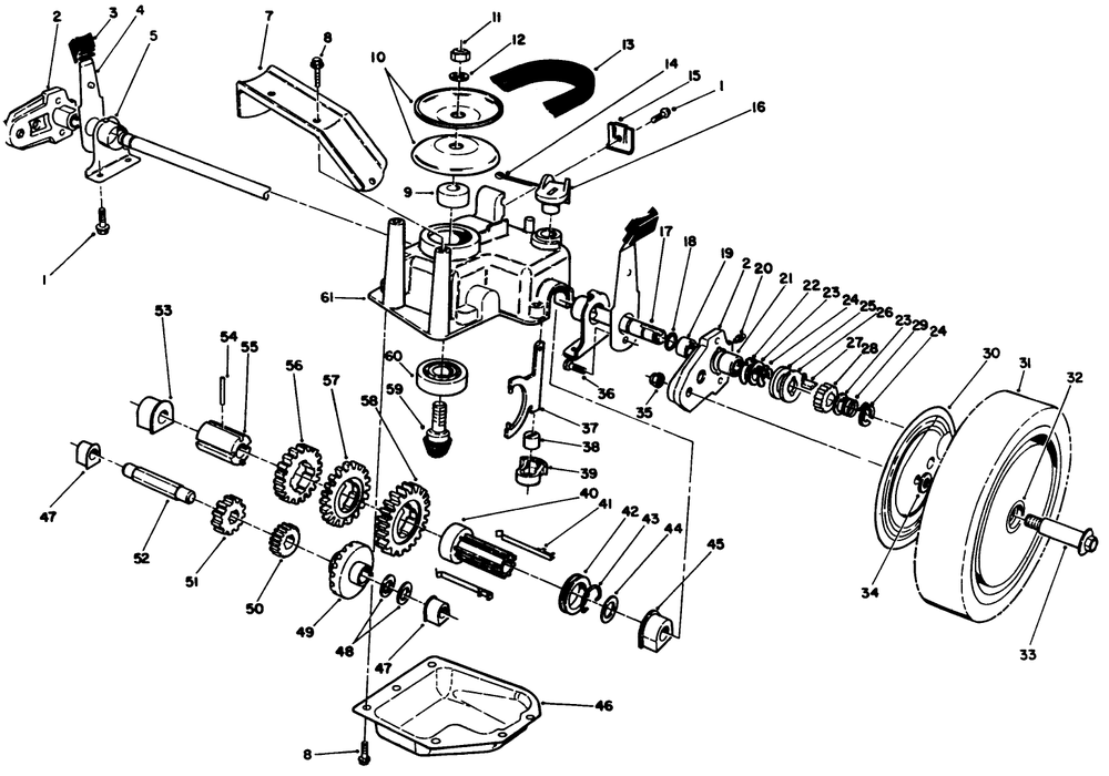 Gear Case Assembly Diagram and Parts List for 26622C 9000001 - 9999999 Toro Lawn Mower