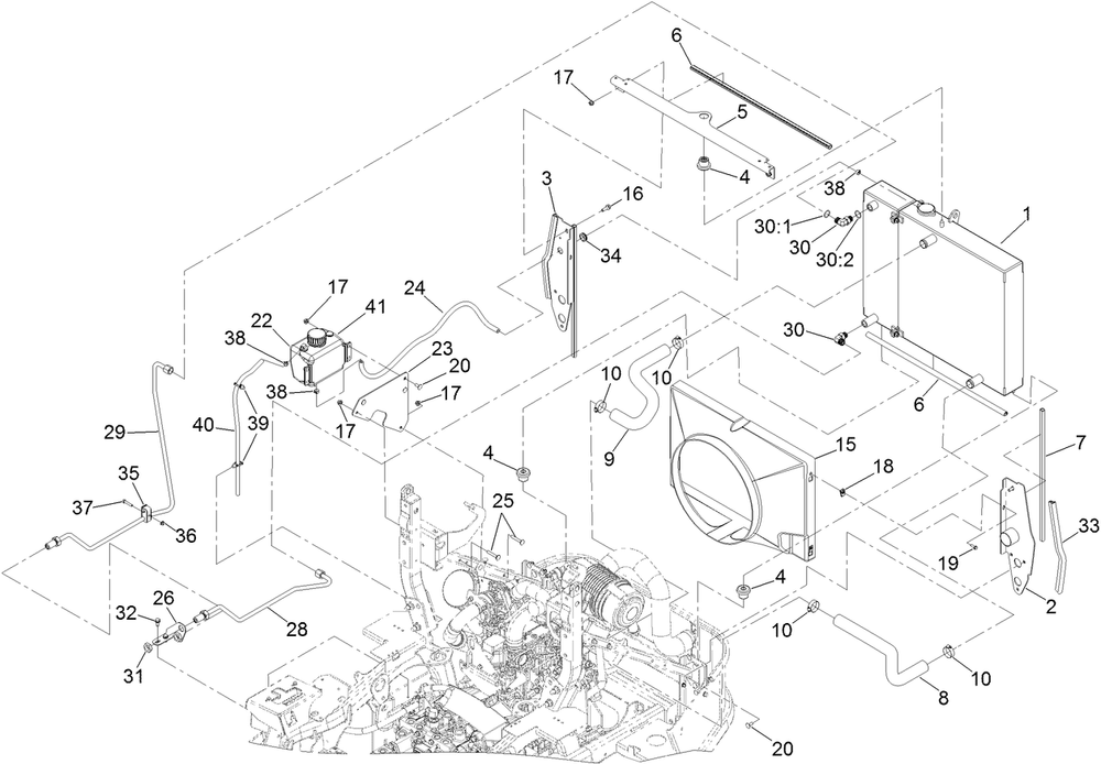 Cooling Assembly 2 Diagram and Parts List for 72028 407110000-408863636 Toro Lawn Tractor