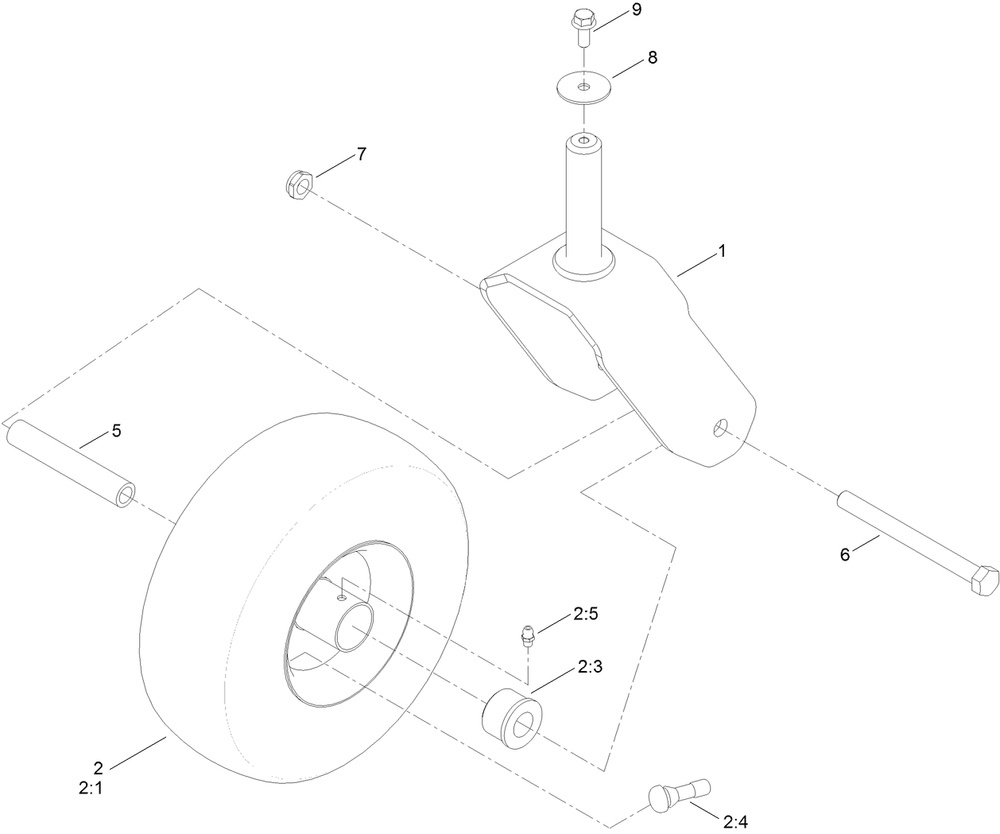 Caster, Wheel And Tire Assembly Diagram and Parts List for 75742 411000000 - 412299999 Toro Lawn Tractor