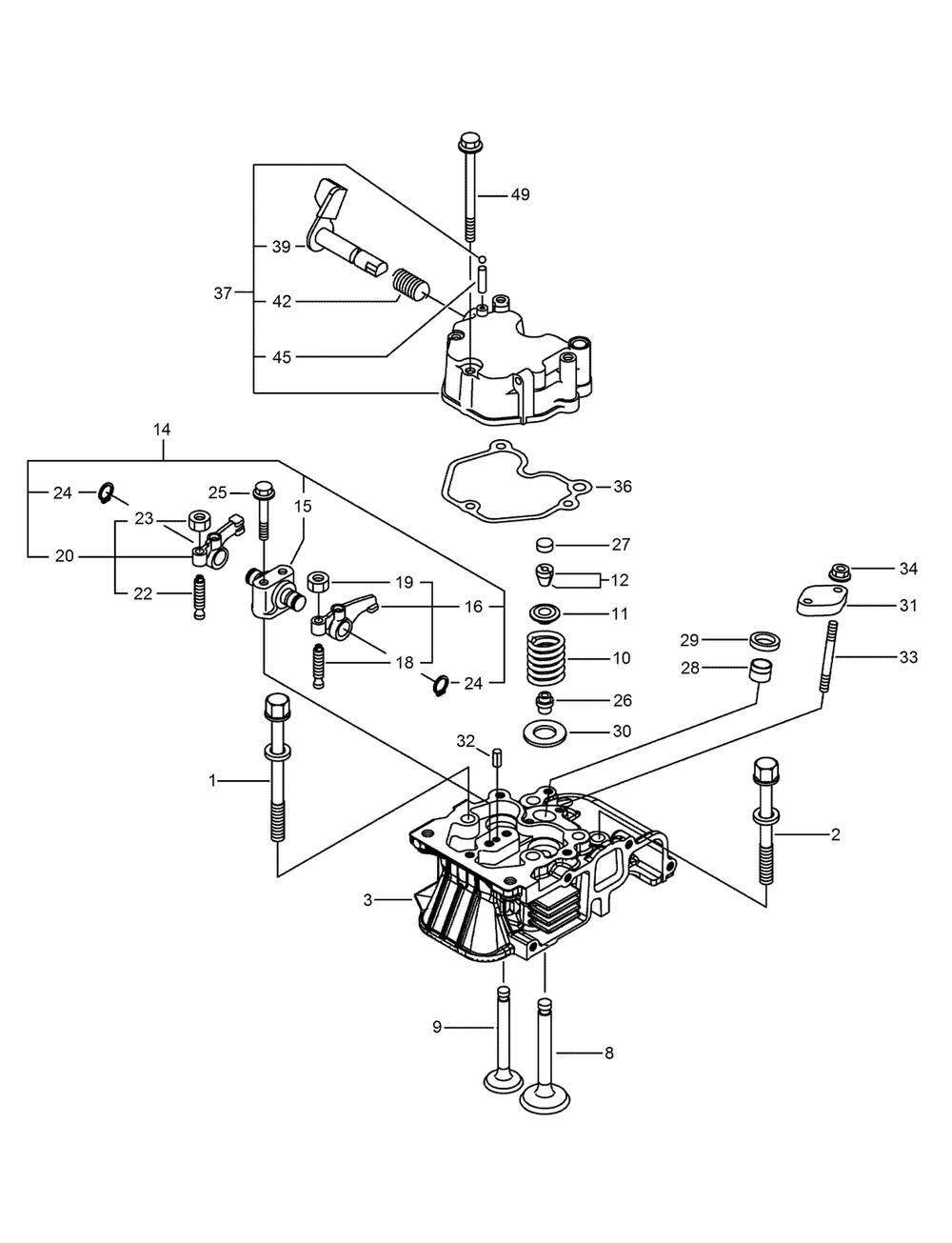Cylinder Head And Cover Assembly Diagram and Parts List for 23897 400000000 - 999999999 Toro Lawn Tractor Accessories