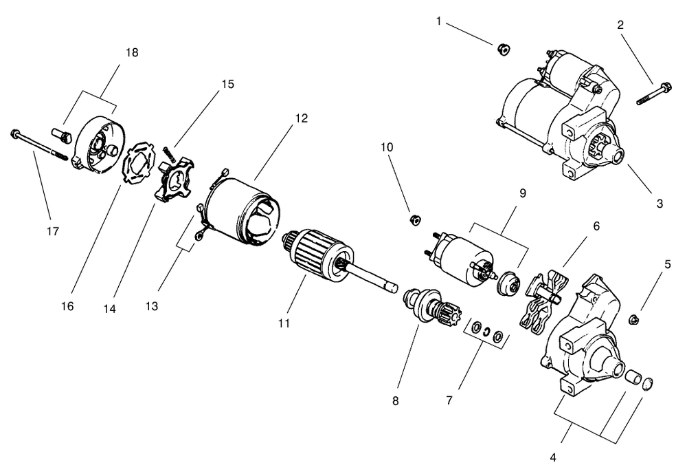 Starting System Assembly Diagram and Parts List for 74228 (210000001-210999999)(2001) Toro Lawn Mower