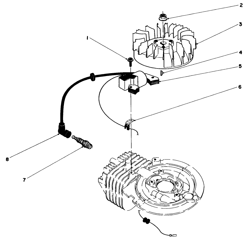 Flywheel & Magneto Assembly Diagram and Parts List for 20584 4000001 - 4999999 Toro Lawn Mower