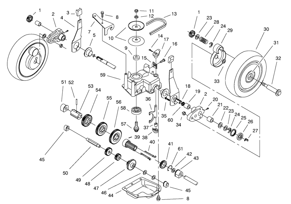 Gear Case Assembly Diagram and Parts List for 20464 6900001 - 6999999 Toro Lawn Mower