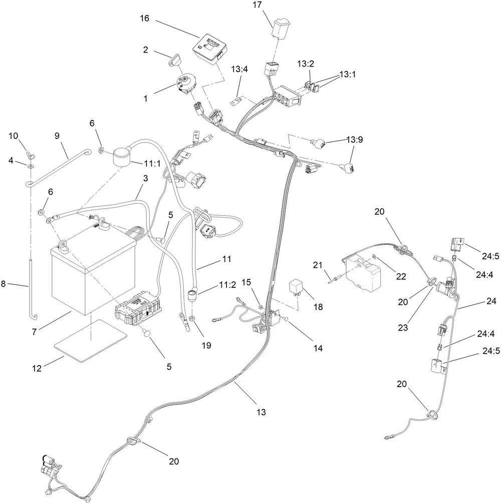 Electrical Harness Assembly Diagram and Parts List for 68138HD 413000000 - 999999999 Toro Cement Mixer