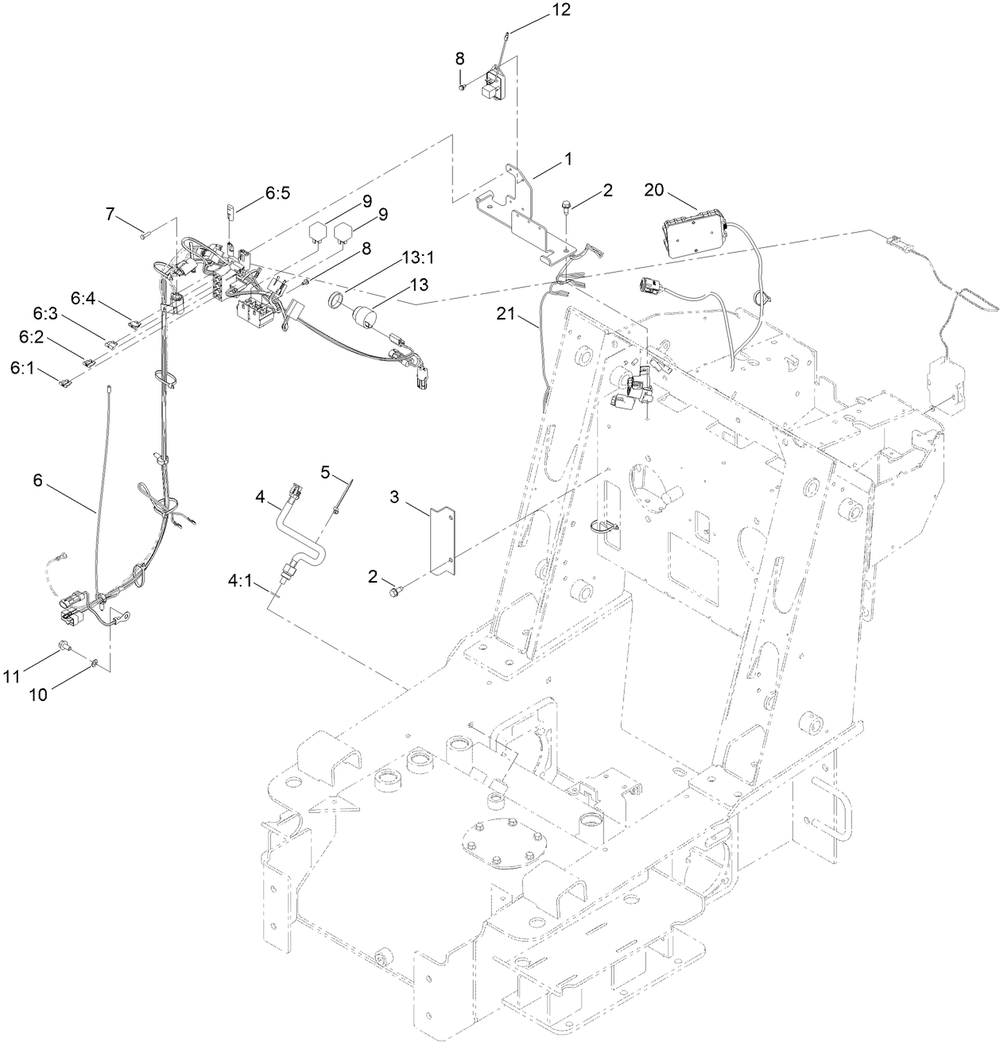 Electrical Assembly Diagram and Parts List for 22321G 405700000 - 410399999 Toro Lawn Tractor Accessories