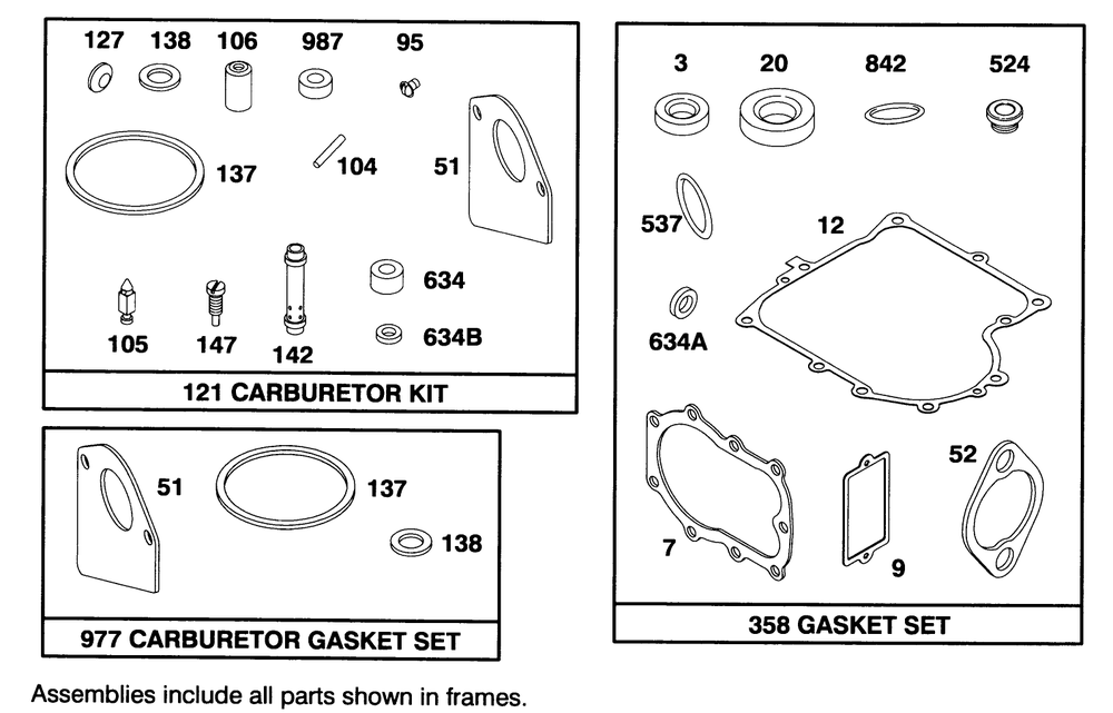 Engine Briggs & Stratton Model 28m707-0122-01 Diagram and Parts List for 71213 59000001 - 59100000 Toro Lawn Tractor