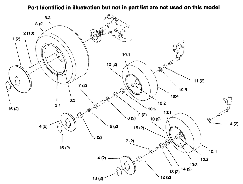Wheels And Tires Diagram and Parts List for 73422 6900001 - 6999999 Toro Lawn Tractor