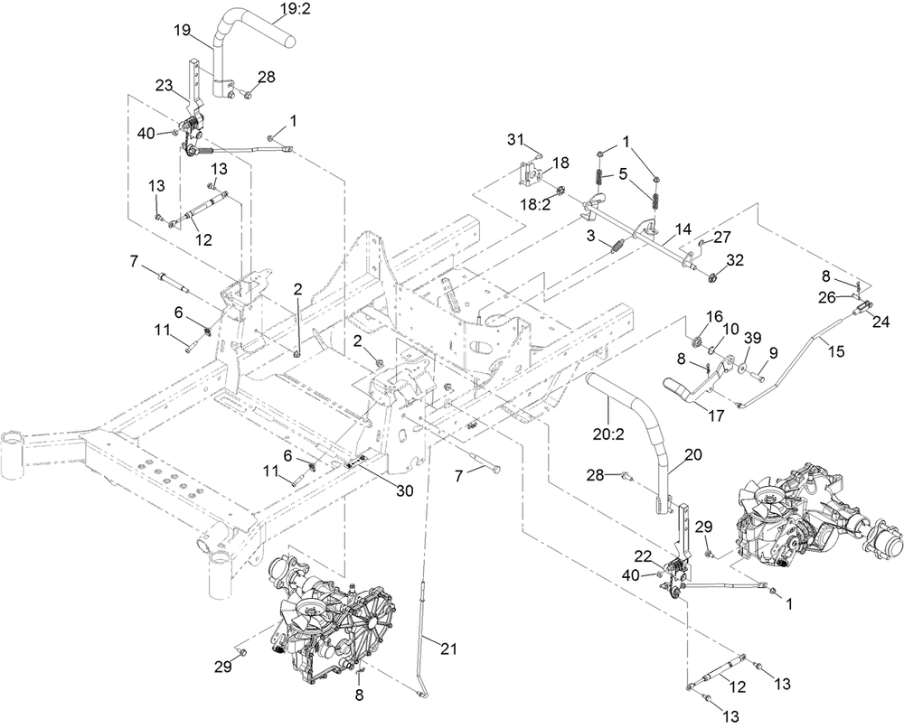 Motion Control Assembly Diagram and Parts List for 74452 400000000-402099999 Toro Lawn Tractor