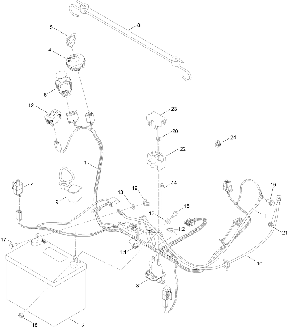 Electrical Assembly Diagram and Parts List for 75760W 407200000 - 410299999 Toro Lawn Tractor
