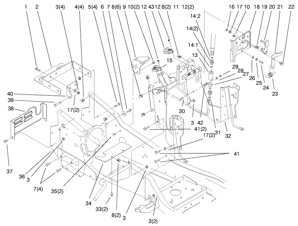 Steering Tower & Fuel Tank Suppports Assembly Diagram and Parts List for 73552 9900001 - 9999999 Toro Lawn Tractor