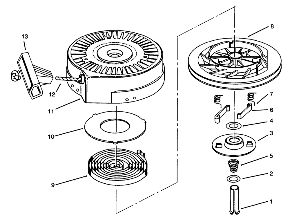 Recoil Starter No. 590652 Diagram and Parts List for 38170 5900001 - 5999999 Toro Snow Blower
