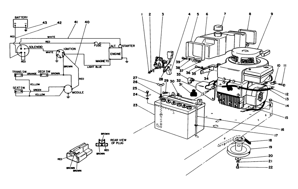 Engine Assembly Diagram and Parts List for 56170 6000001 - 6999999 Toro Lawn Tractor Accessories