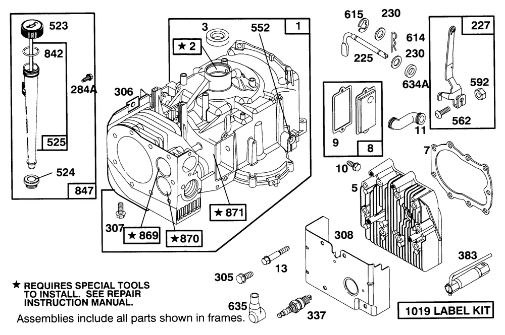 Engine Briggs & Stratton Model 286707-0453-01 Diagram and Parts List for 71202 5900001 - 5999999 Toro Lawn Tractor